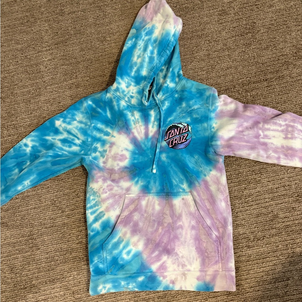Santa Cruz Skateboards Blue and Purple Tie-Dye Hoodie